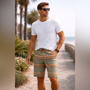 Modern Amusement Mens 31 Aztec Print Shorts Cotton Casual Flat Front